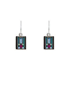 E303-LB  Architectural Rectangle Earrings-Light Blue