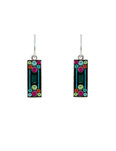 E304-EM Architectural Rectangle Earrings-Emerald