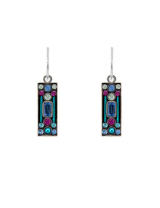 E304-LB Architectural Rectangle Earrings-Light Blue