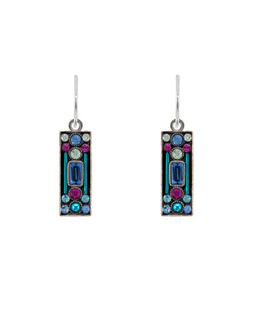 E304-LB Architectural Rectangle Earrings-Light Blue