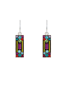 E304-MC Architectural Rectangle Earrings-Multicolor
