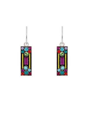 E304-MC Architectural Rectangle Earrings-Multicolor