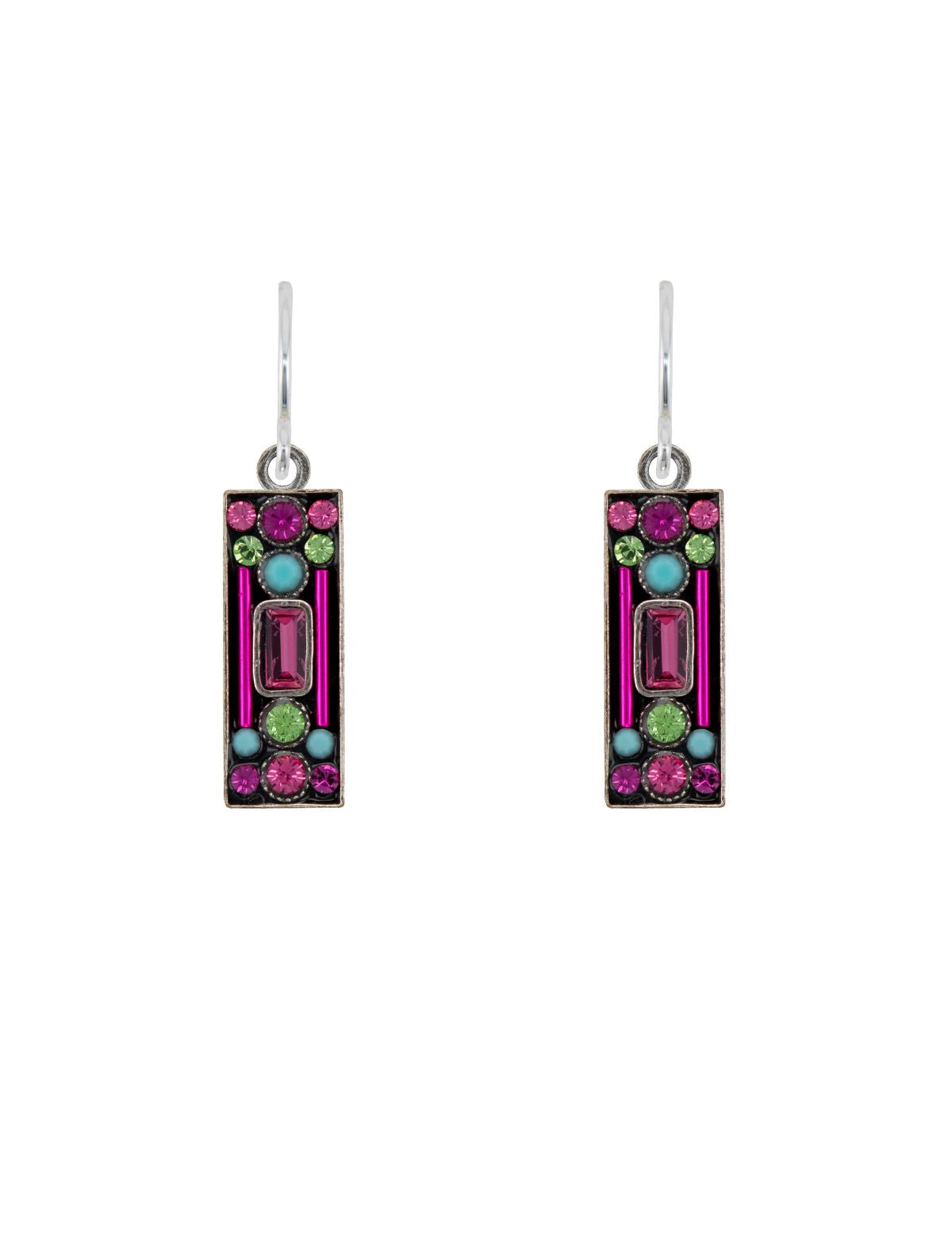 E304-ROSE Architectural Rectangle Earrings-Rose