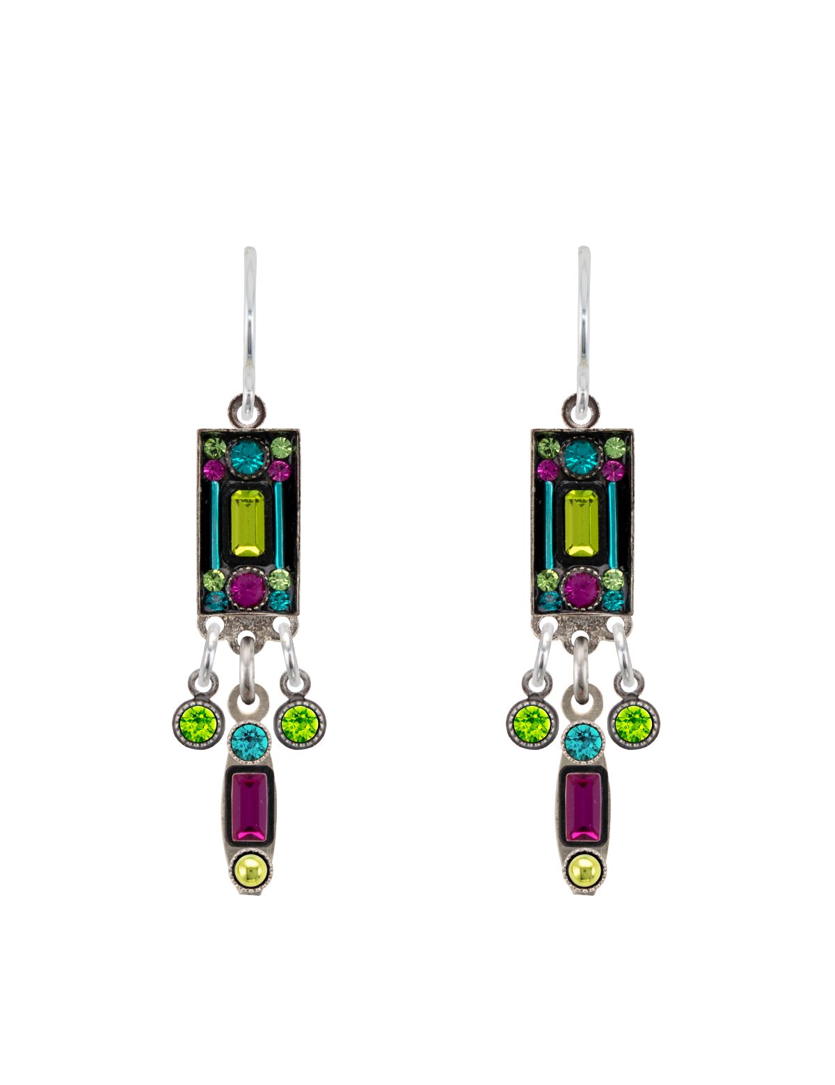 E306-CG Architectural Medium Drop Earring-Citrus Green