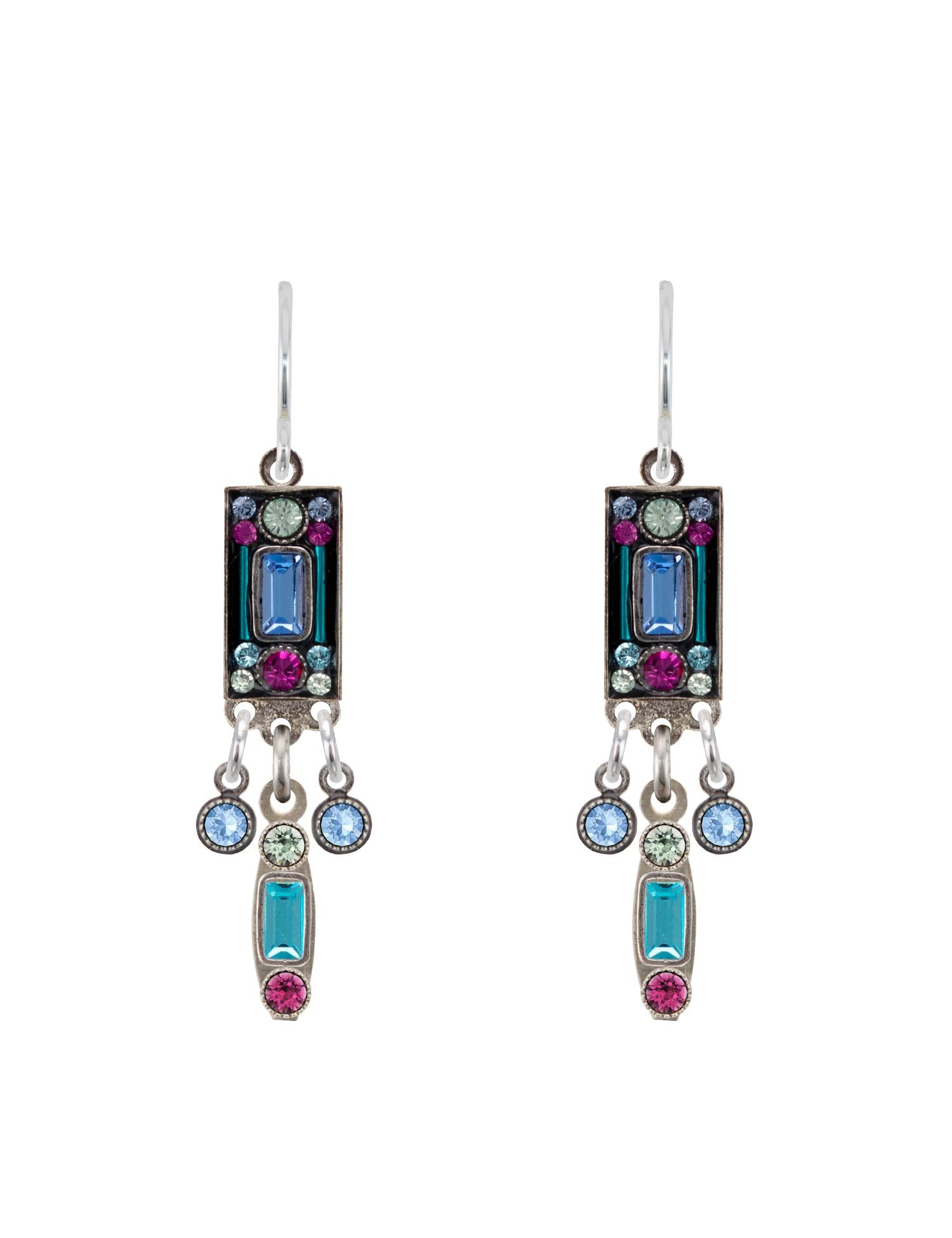 E306-LB Architectural Medium Drop Earrings-Light Blue