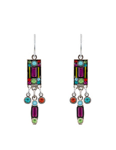 E306-MC Architectural Medium Drop Earrings-Multicolor