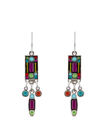 E306-MC Architectural Medium Drop Earrings-Multicolor