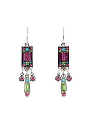E306-ROSE Architectural Medium Drop Earrings-Rose