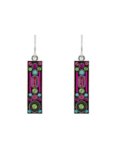 E308-ROSE Architectural Long Rectangle Earrings-Rose