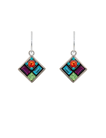 E309-MC Architectural Diamond Earrings-Multicolor