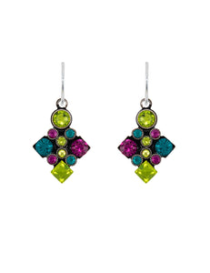 E310-CG Architectural Long Diamond Earrings-Citrus Green