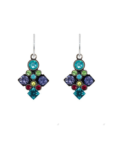 E310-LT Architectural Long Diamond Earrings-Light Turquoise