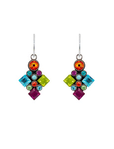 E310-MC Architectural Long Diamond Earrings-Multicolor