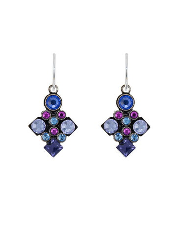 E310-TZ Architectural Long Diamond Earrings-Tanzanite