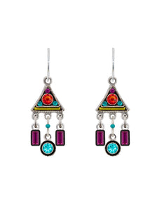 E311-MC Architechtural Trangle Drop Earring-Multicolor