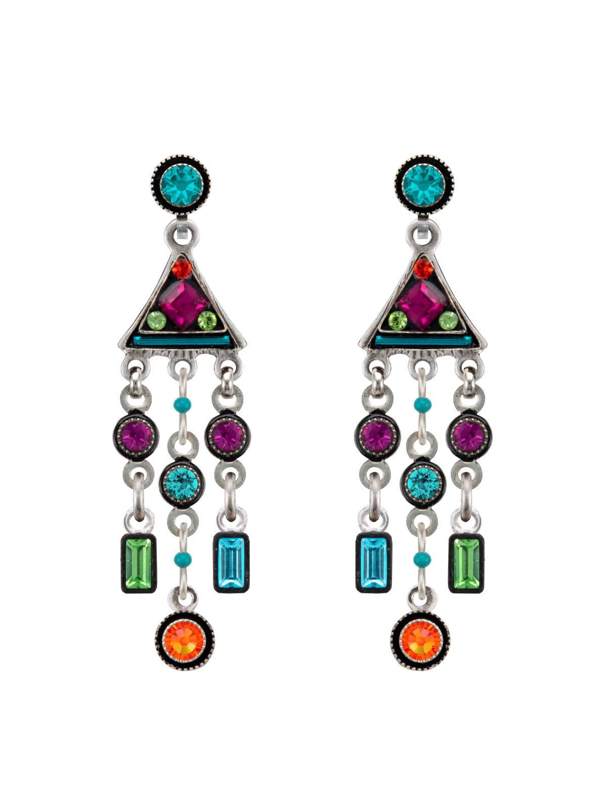 E312P-MC - Architectural Post Drop Earring - Multicolor