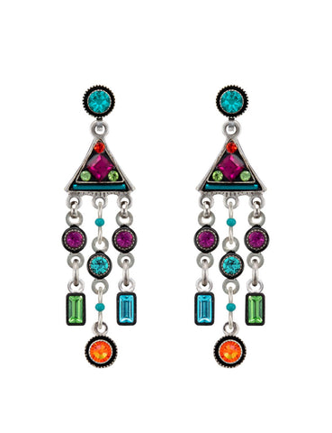 E312P-MC - Architectural Post Drop Earring - Multicolor