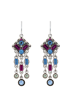 E313-LB Architectural Diamond Drop Earring-Light Blue