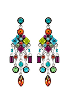 E314P-MC Architectural Chandelier Post Earrings-Multicolor