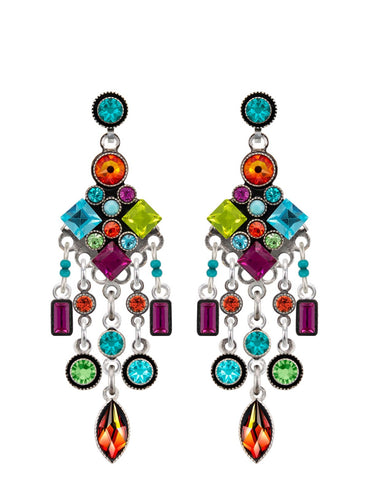 E314P-MC Architectural Chandelier Post Earrings-Multicolor