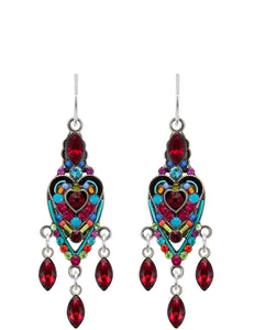 E333-MC Hearth Enlongated Earrings-Multicolor