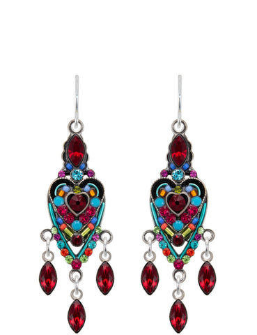 E333-MC Hearth Enlongated Earrings-Multicolor