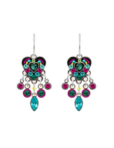 E334-EM Hearth w/Dangles Earrings-Emerald