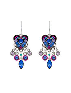 E334-SAP Hearth w/Dangles Earrings-Sapphire