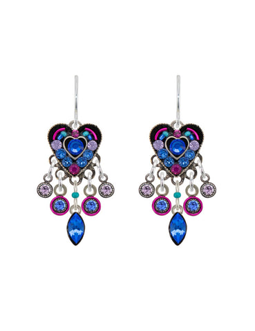 E334-SAP Hearth w/Dangles Earrings-Sapphire