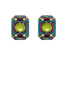 E338P-CG Contessa/Geometric Large Octagon Post Earrings-Citrus Green