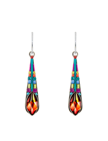E339-MC Contessa Med-Enlongated Drop Earrings-Multicolor