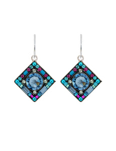 E341-LB Contessa/Geometric Diamond Earrings-Light  Blue