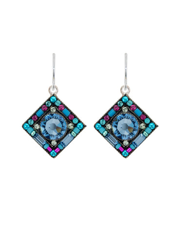 E341-LB Contessa/Geometric Diamond Earrings-Light  Blue