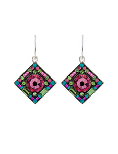 E341-ROSE Contessa/Geometric Diamond Earrings-Rose