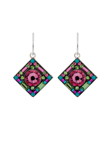E341-ROSE Contessa/Geometric Diamond Earrings-Rose