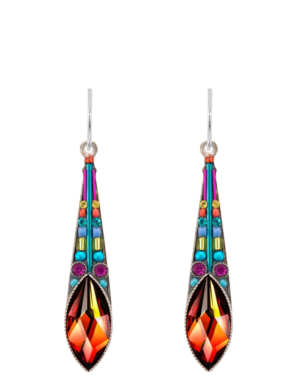 E347-MC Contessa Enlongated Drop Earrings-Multicolor