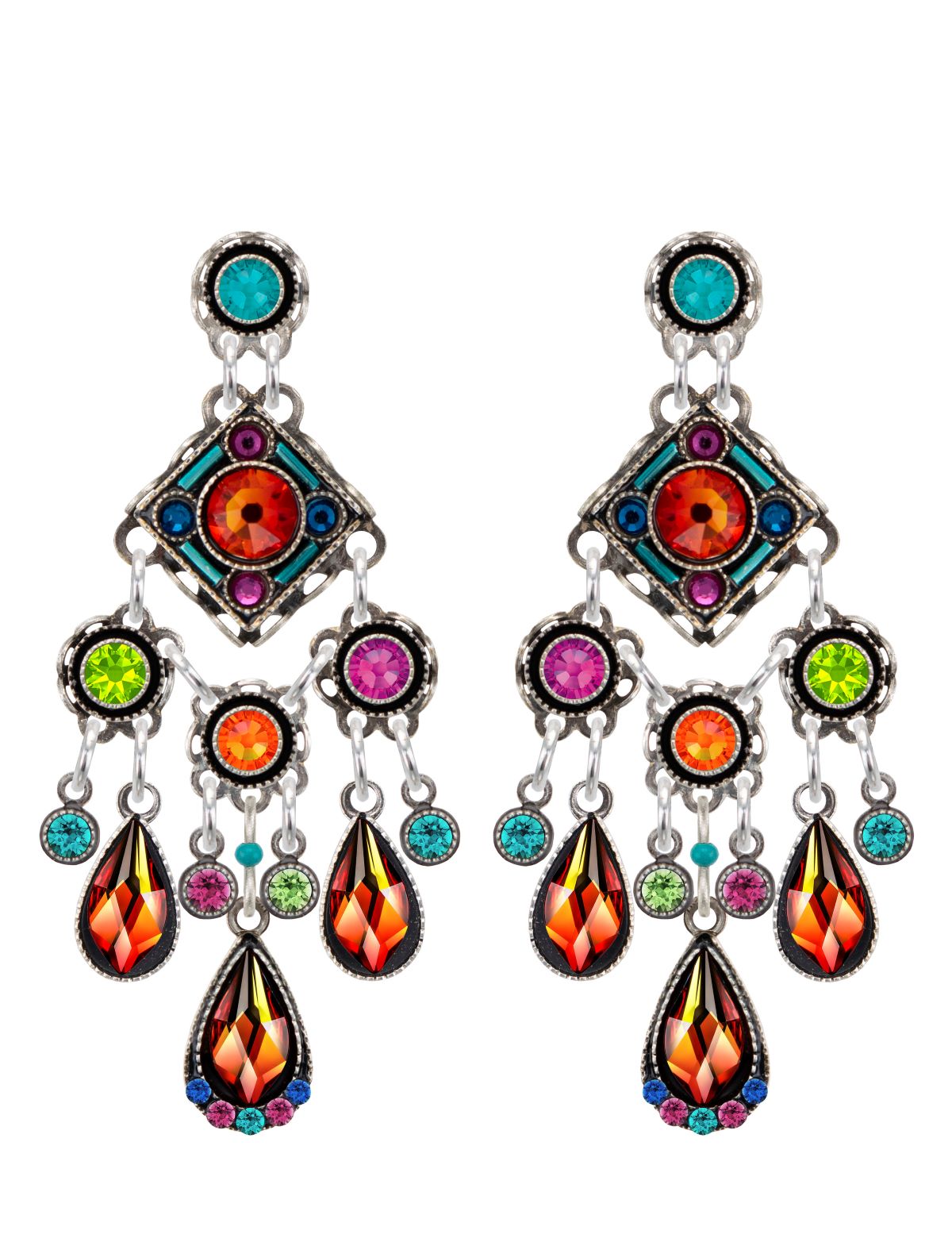 E351P-MC Contessa Chandelier Post Earrings-Multicolor