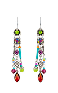 E354-MC Botanical Linear Chandelier Earring-Multicolor