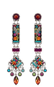 E358P-MC Botanical Linear Chandelier Post Earrings-Multicolor