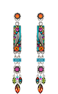 E359P-MC Botanical Linear Chandelier Post Earrings-Multicolor