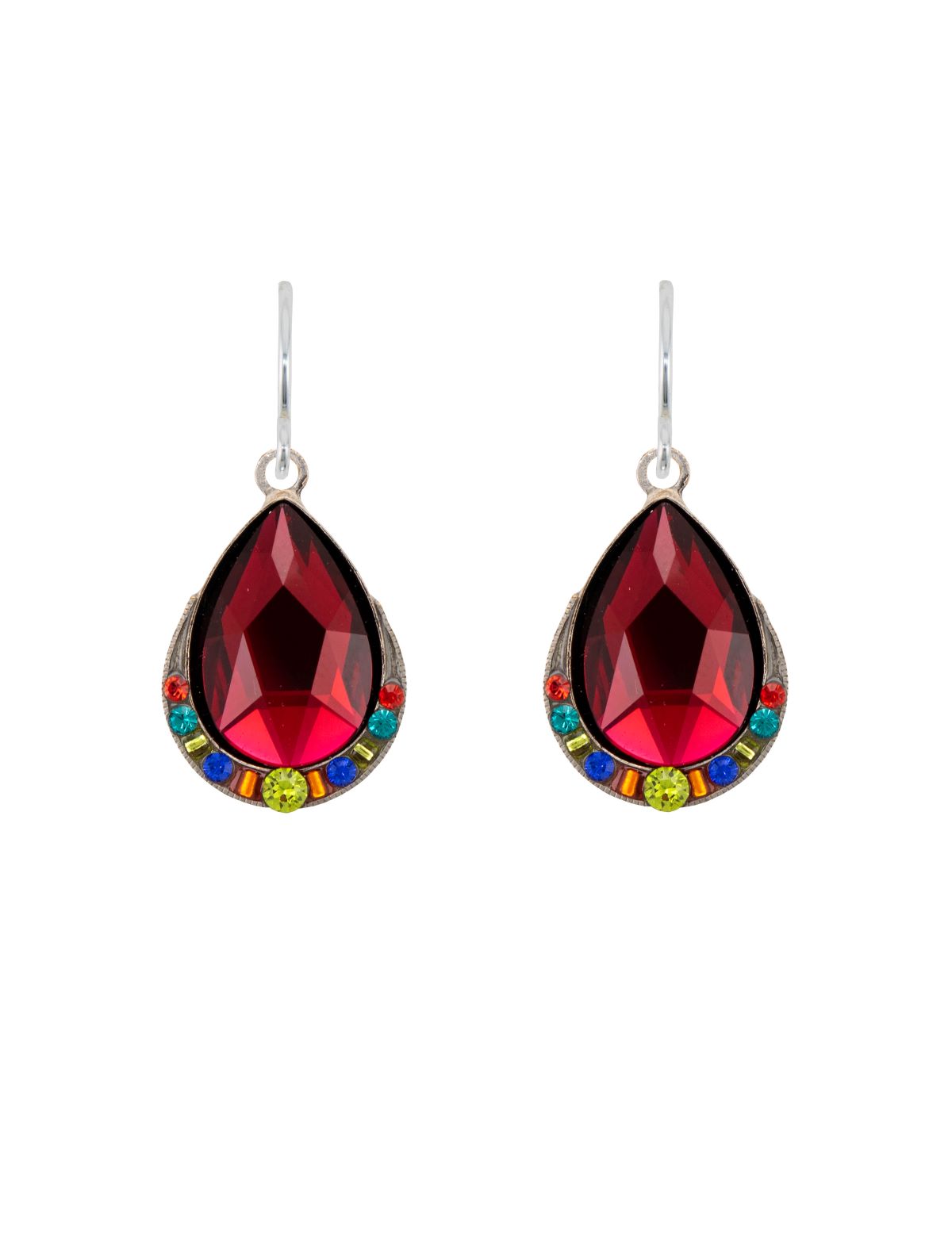 E361-SR Simple Drop Wide Earrings-Scarlet