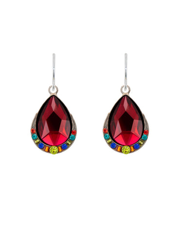 E361-SR Simple Drop Wide Earrings-Scarlet