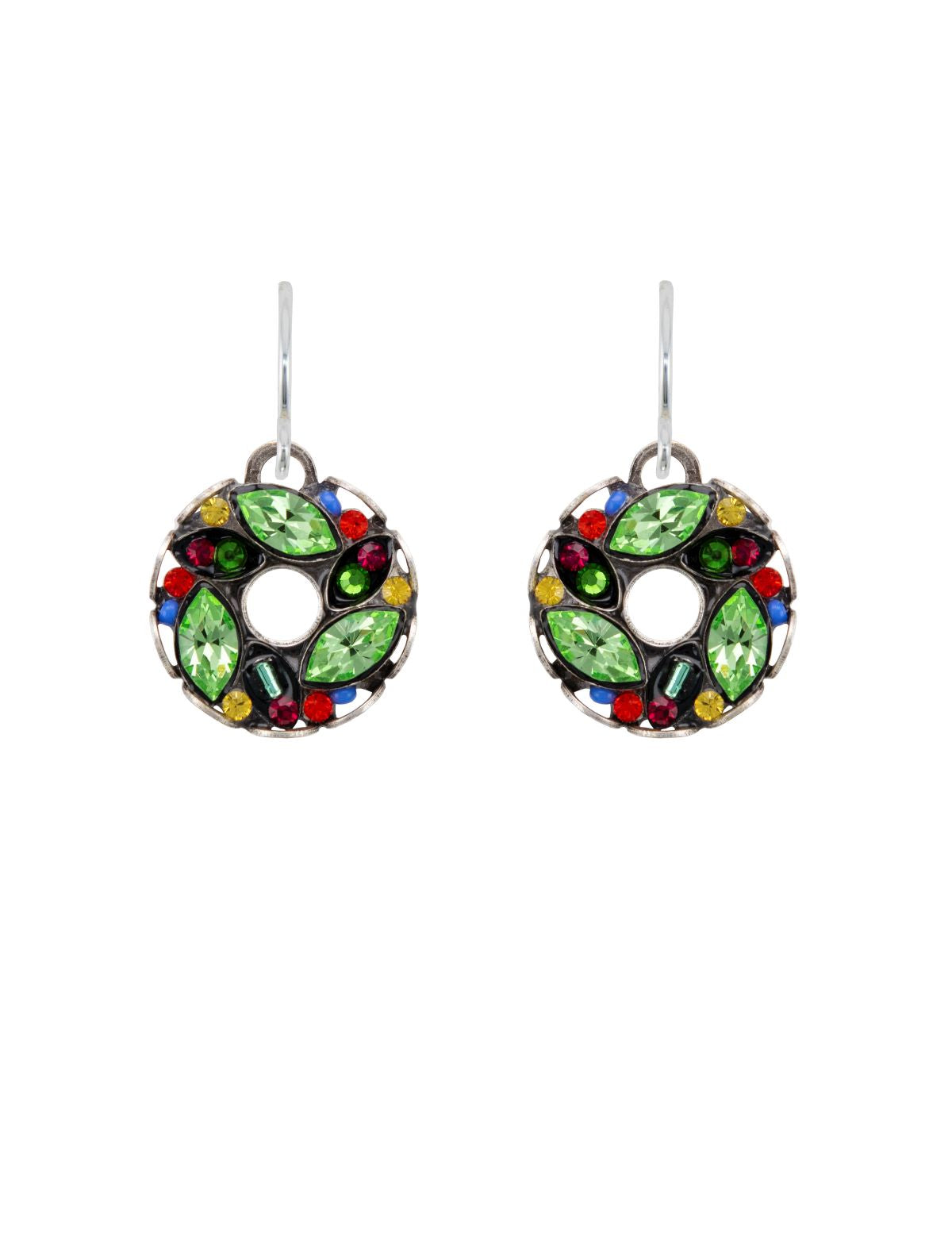 E362-MC Xmas Wreath Earrings-Multicolor