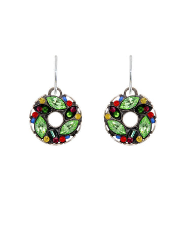 E362-MC Xmas Wreath Earrings-Multicolor