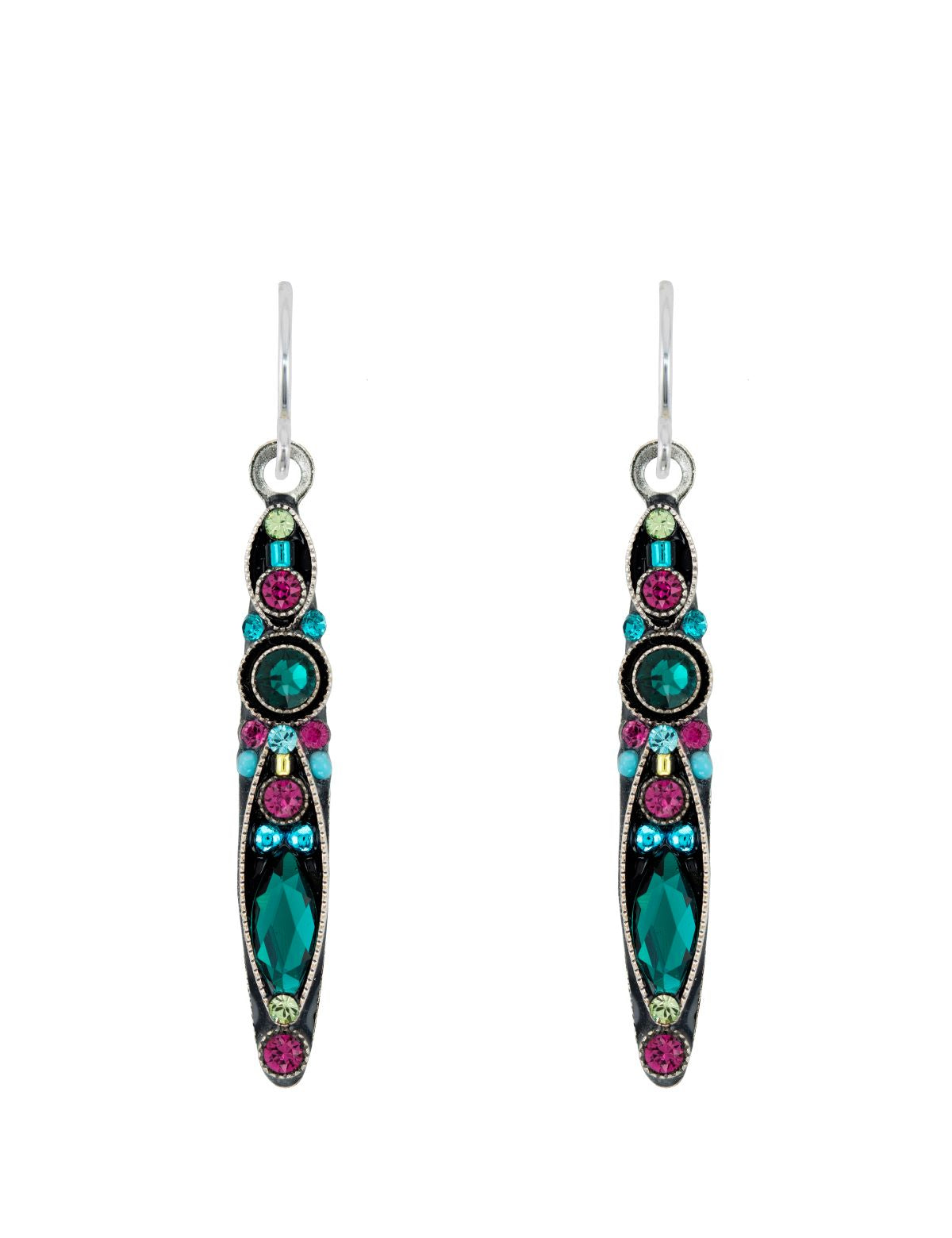 E386-EM Linear Earrings-Emerald