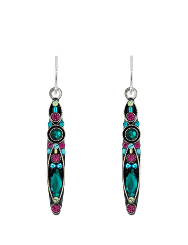 E386-EM Linear Earrings-Emerald