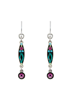 E388-EM Linear Two Tier Earrings-Emerald