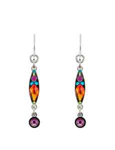 E388-MC Linear Two Tier Earrings - Multicolor