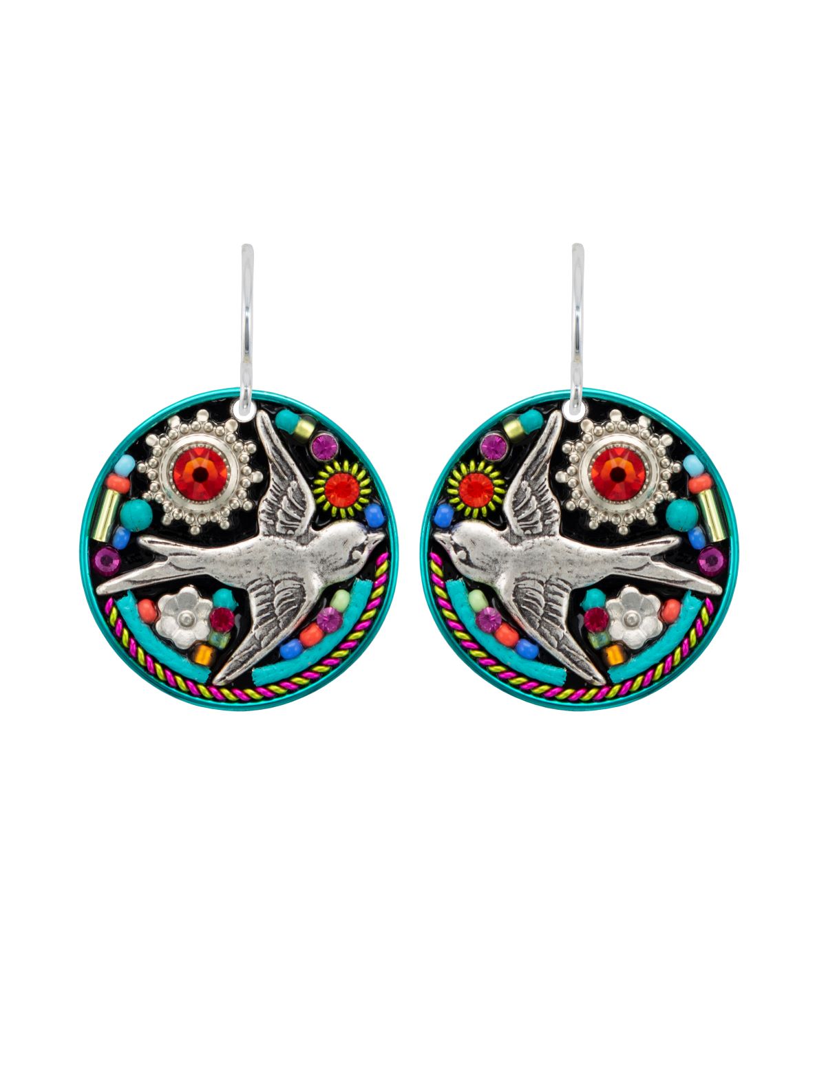 E393-MC Paloma Round Earrings-Multicolor