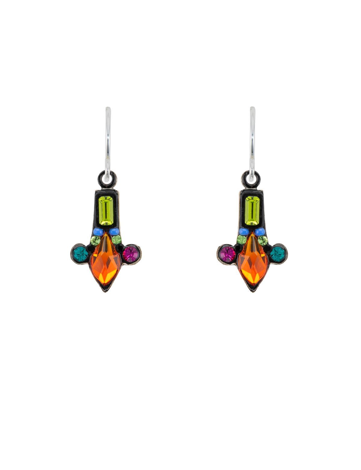 E400-MC Mondern Fleur de Lyss Earrings-Multicolor